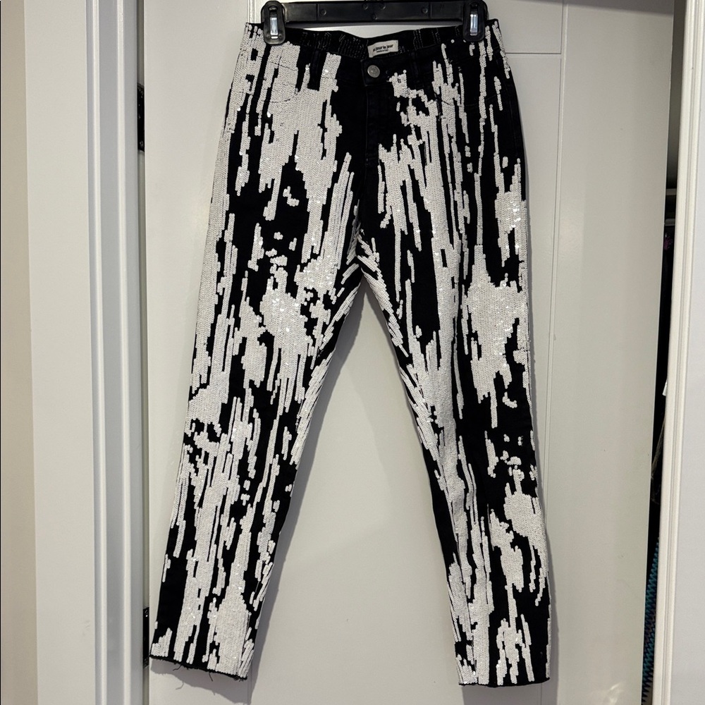 Au Jour Le Jour Black jeans and white sequins- 40